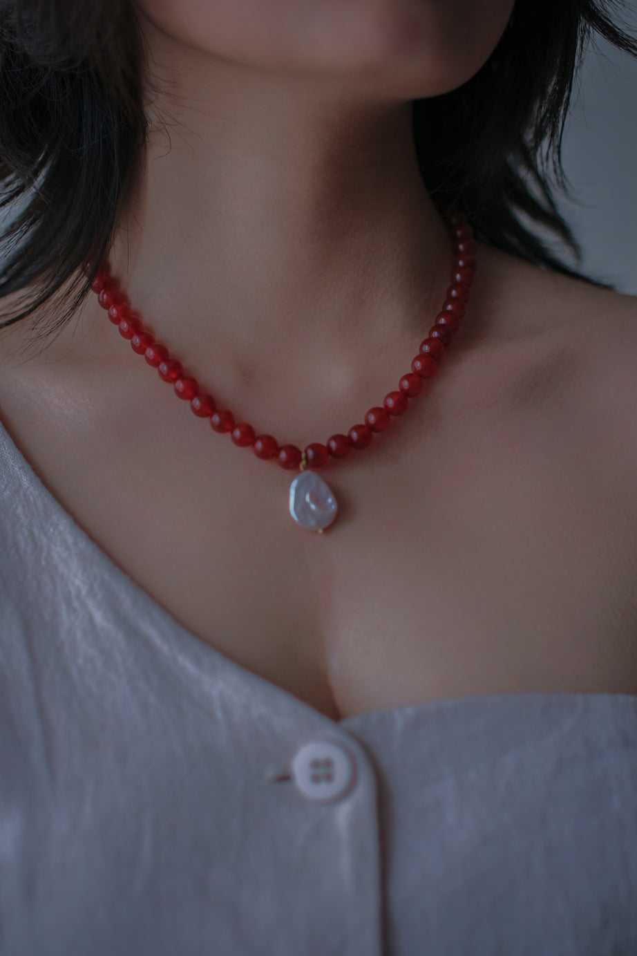 "POMEGRANATE" Pearl Necklace